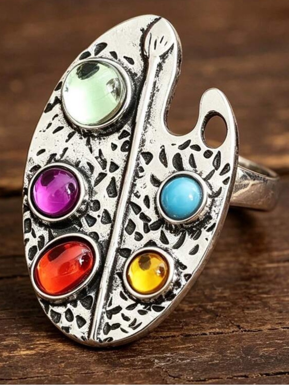 Gemstone Paint Palette Ring